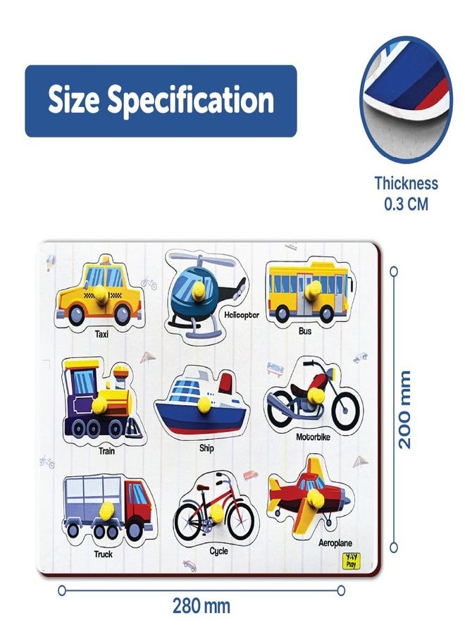 YaYplay Yay Play Wooden Transport Shape Puzzle - Educational Kids Toys for 2-5 Years Boy, Vivid Colors Development Aid, Toys for 2+ Year Old Boy, Easy to Grab Learning Shapes - Image 3